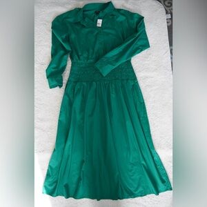 Ann Taylor Elegant Green Women's Maxi Cotton Dress